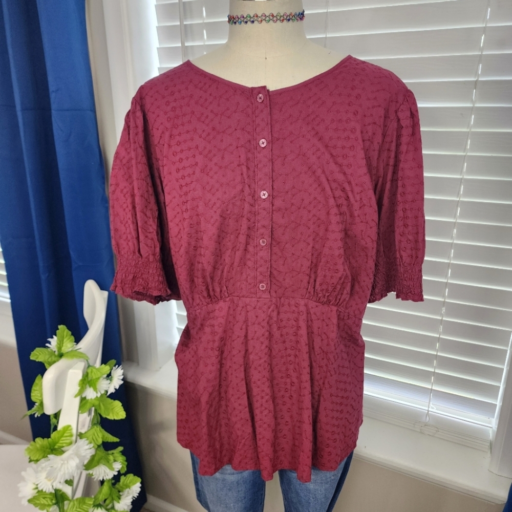 Lane Bryant Red Shirt With Peplum Sz 28